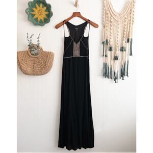 ANGL Black Beaded Maxi Dress Size Small
